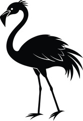 Obraz premium Flamingo Vector Black Silhouette Illustration on Water