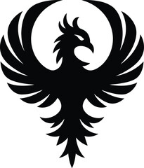 Black Phoenix Silhouette Logo – Rising Bird with Sharp Lines and High-Contrast Design