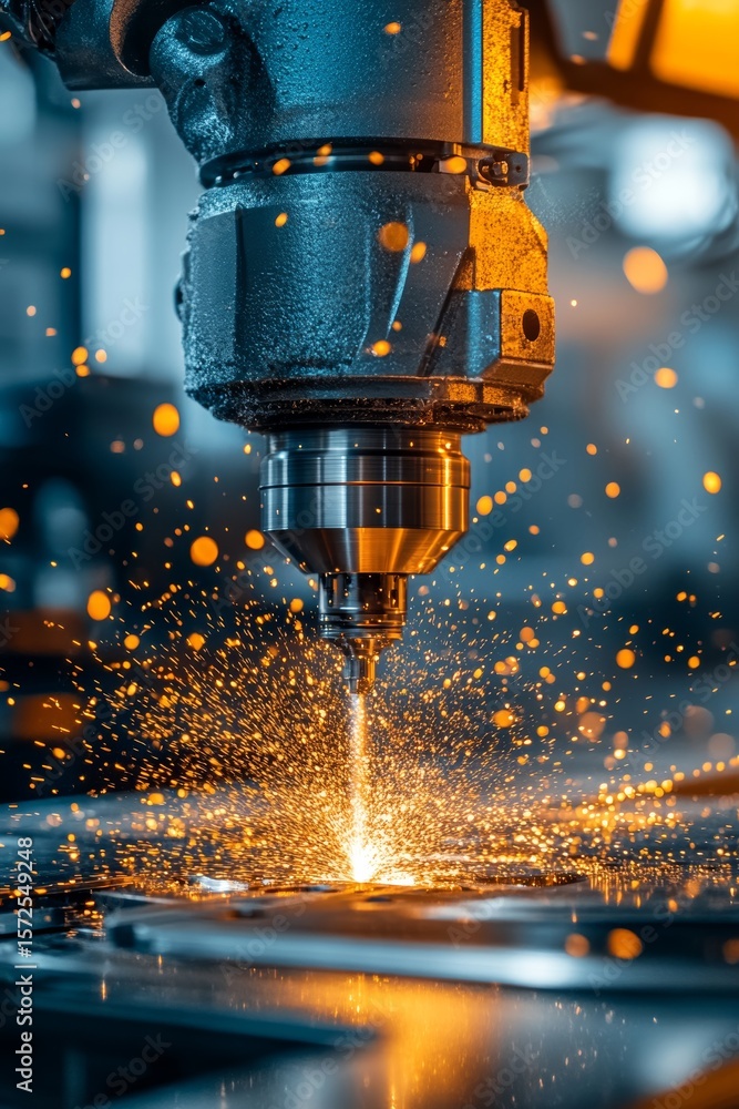 Poster precision engineering and contemporary machining techniques showcased in advanced workshop setting