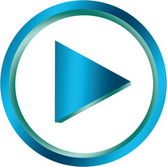 3D play button - blue green, vector, modern style