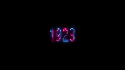 1923 neon line text. Abstract Glowing neon number 1923. Educational mathematics 1923 animation .Glowing neon number text background 4k video animation . important year, important date 1923