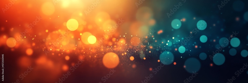 Poster abstract design featuring bokeh circles in complementary palette conveying energy and warmth