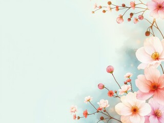 Tranquil Watercolor Blossoms, Peaceful Floral Design