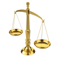 Gold Scales Of Justice isolated on transparent background