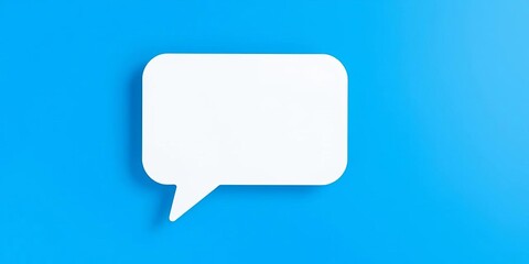 Abstract white speech bubble, floating on a vibrant blue background,  abstract,  technology