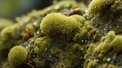 Microscopic Moss Surface Texture with Leaf-Like Structures – Photorealistic Botanical Background for Scientific Research, Organic Design, and Natural Ecology Banners
