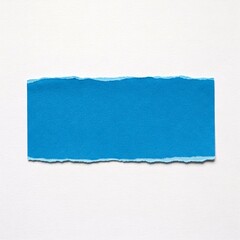 Rectangular piece of blue torn paper is isolated on white background.