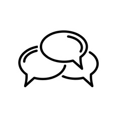 Modern Group Chat Logo, Speech Bubbles Connected, Clean Line Art