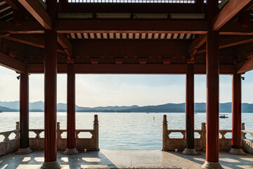 Tranquil Lakeside Pavilion Overlooking Serene Water
