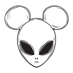 Alien head line art 