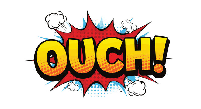 Comic Pop Art style "OUCH!" expression with dramatic effects  