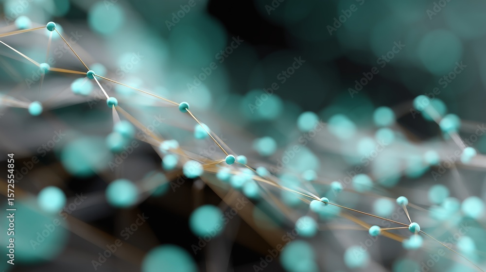 Poster abstract representation of molecular structures showcasing connections and interactions in a scienti