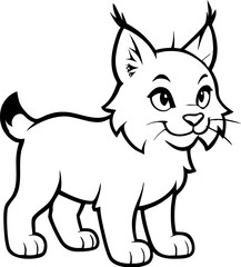 Lynx Vector Illustration – Monochrome Side View Line Art for Wildlife, Educational and Eco-Friendly Design Projects