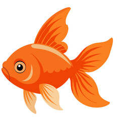 Cute cartoon gold fish character. Suitable for children's books, fairy tale, sticker, mascot, logo. Isolated vector illustration on white background. Side view.