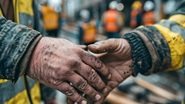 a final handshake between the supervisor and a team lead, sealing their commitment to the day's safety plan
