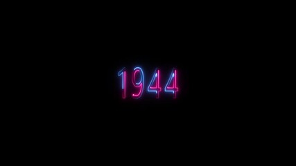 1944neon line text. Abstract Glowing neon number 1944 Educational mathematics 1944 animation .Glowing neon number text background 4k video animation . important year, important date 1944
