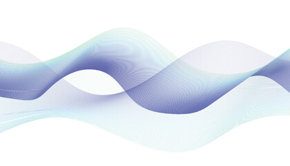 Abstract Wavy Lines in Blue and Teal Gradient on White Background