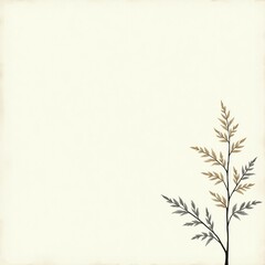 Fototapeta premium A minimalist botanical composition displaying stylized fern leaves in gold and gray on a cream background, suitable for elegant designs and serene visual narratives.