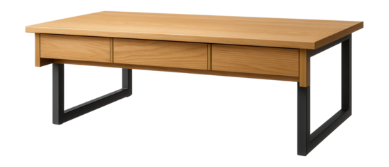 Low drawing table with integrated storage compartments for organizing art supplies in a small apartment.