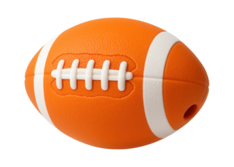 Squeaky toy shaped like a miniature football, suitable for an outdoor play area in a school.