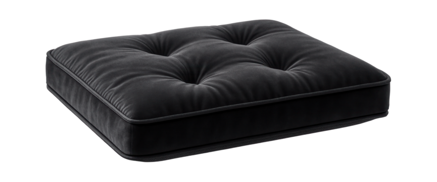 Pet bed mat with a tufted surface for a luxurious touch in an upscale urban apartment.