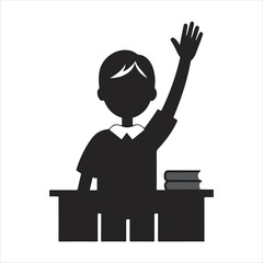 person raising hand vector silhouette