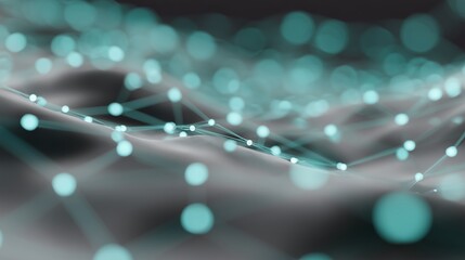 Fototapeta premium Digital representation of interconnected nodes on a flowing surface illustrating data patterns and technology advancements