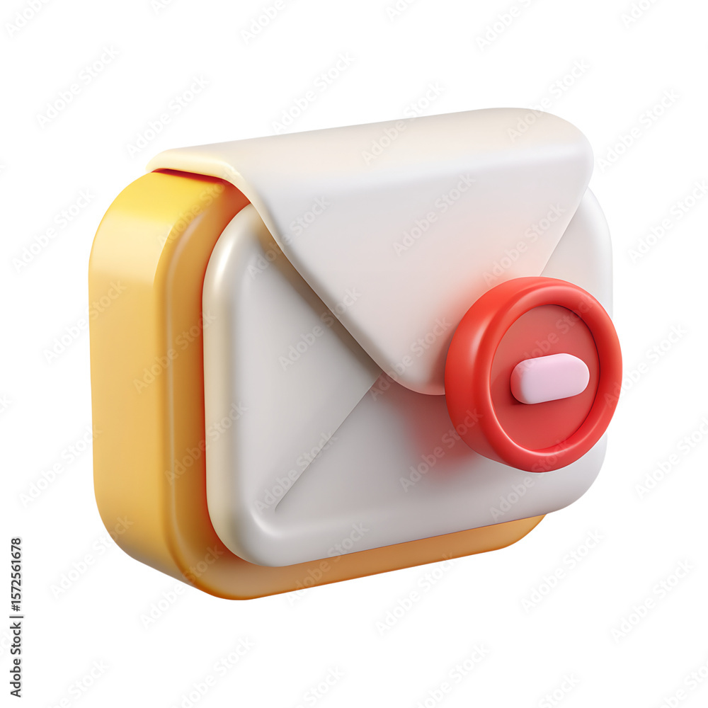 Aufkleber 3d white mail inbox icon with a red badge