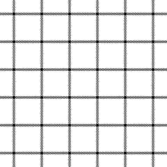 Check seamless pattern. Kitchen towel. Black checks on white background. Repeated gingham geometric patern. Tablecloth fabric design prints. Repeating texture. Repeat picnic plaid. Vector illustration
