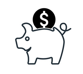 Piggy bank icon vector editable