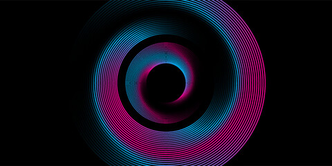 3D blue pink techno abstract background overlap layer on dark space with glowing circles decoration. Modern graphic design element lines style concept for web banner flyer, card cover