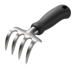 Ergonomic handheld aerator with curved steel blades, excellent for breaking up compacted soil in home plots.