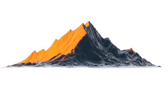 Abstract mountain range, orange peak, dark base