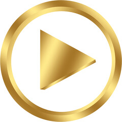3D play button - gold style, vector, modern style
