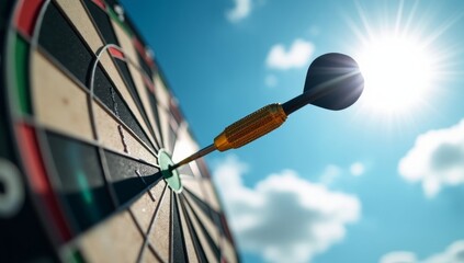 Bullseye is a target of business. Dart is an opportunity and Dartboard is the target and goal dart perfectly strikes the bull's-eye, symbolizing business success and accurate goal attainment