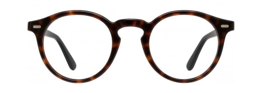 Round tortoiseshell acetate frames with keyhole bridge