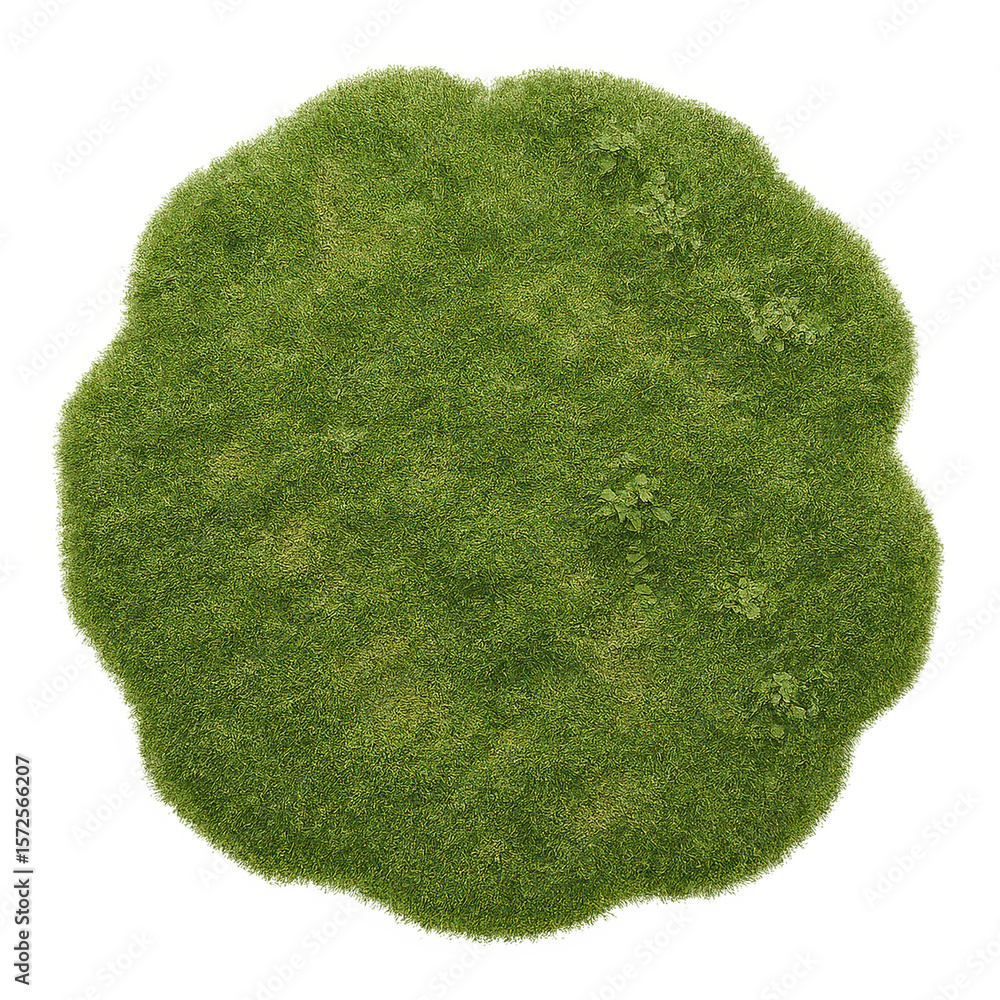 Aufkleber isolate transparent drone view of grass patch round green grass surface texture ideal for natural ba