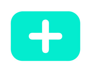 Fototapeta premium Teal Rounded Rectangle Add Icon Simple Flat Design SVG