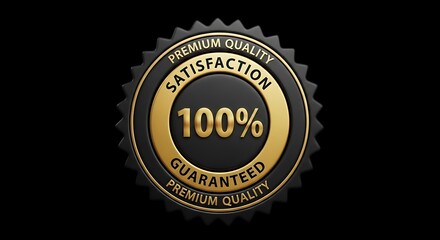Gold and black 100 percent satisfaction guaranteed quality seal