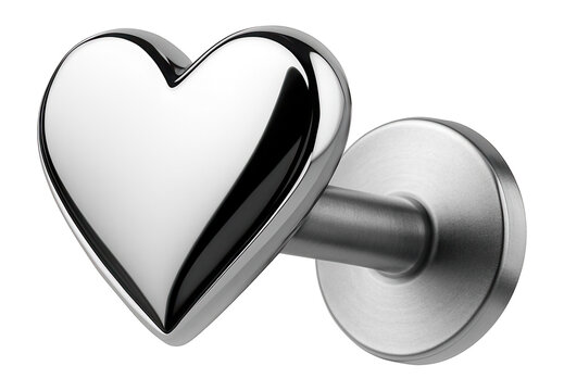 Heart-shaped labret stud with a glossy finish