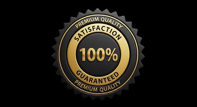 Gold and black 100 percent satisfaction guaranteed quality seal