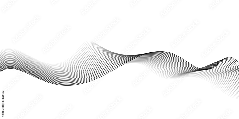 Aufkleber abstract grey wave lines on transparent background. grey wave swirl, frequency sound wave,twisted cu
