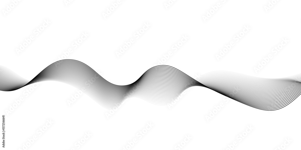 Poster abstract grey wave lines on transparent background. grey wave swirl, frequency sound wave,twisted cu