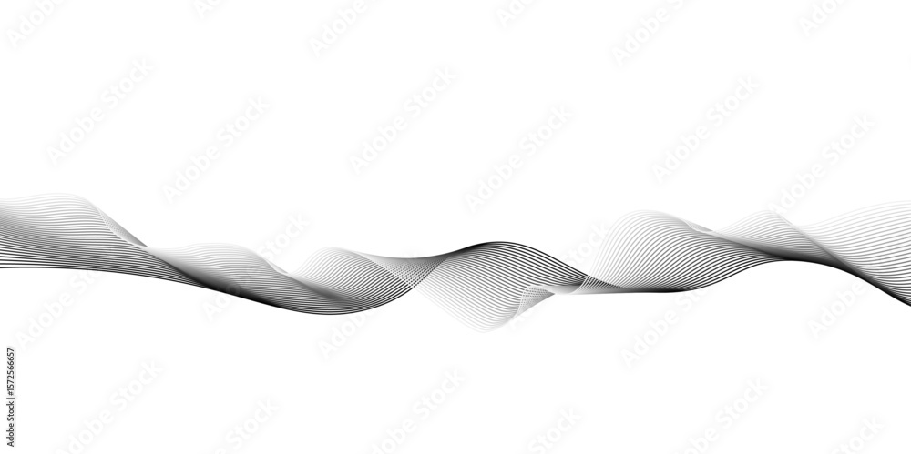 Poster abstract grey wave lines on transparent background. grey wave swirl, frequency sound wave,twisted cu
