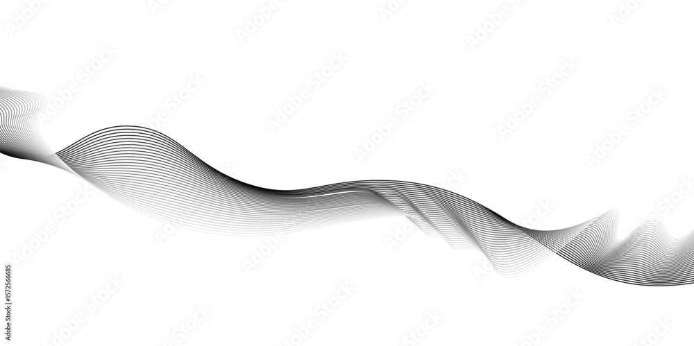 Aufkleber Abstract grey wave lines on transparent background. Grey wave swirl, frequency sound wave,twisted curve lines with blend effect. Technology,twisted curve lines with blend effect,