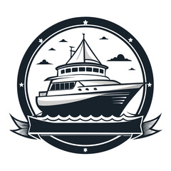 Marine Theme Logo with Waves and Sailboat