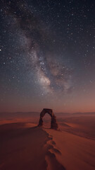 Desert Arch Milky Way 8K, Arches National Park Night Sky 8K, Celestial Desert Landscape 8K