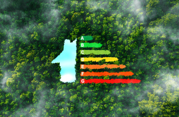 Efficiency energy concept.Sustainable development and eco house. Ecological house with low...