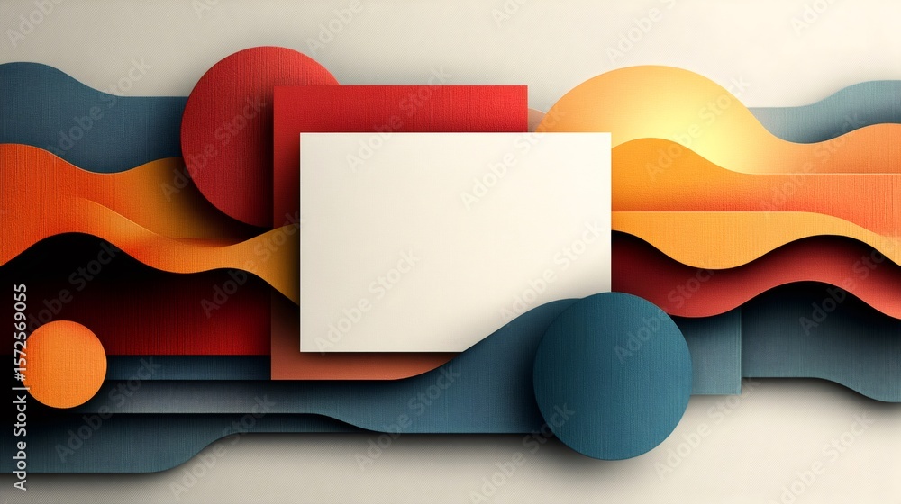 Poster abstract background featuring wavy shapes and geometric figures with blank space