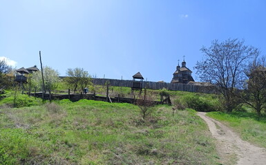 Panorama of the rocky road from the Dnieper coast to the ancient watchtowers of the Zaporizhian Sich.